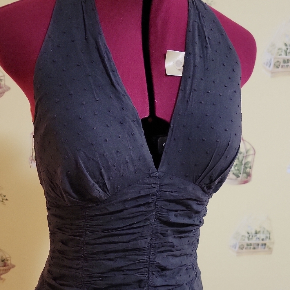 Black Ruched Halter Sundress - Picture 6 of 8